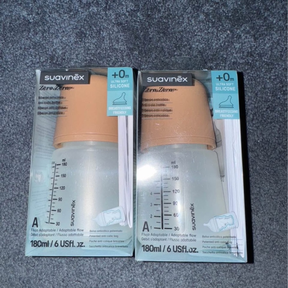 Suavinex Baby Bottles with Tan Caps 6 oz